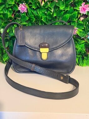 RARE Vintage early 90s Coach Ashland Bag Bi Color Forest Green & Brown Leather